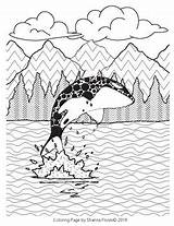 Orca Whale Zentangle Leaping sketch template