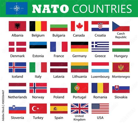 nato member countries flagsnato member countries flags drawing  illustrationusaukcanada
