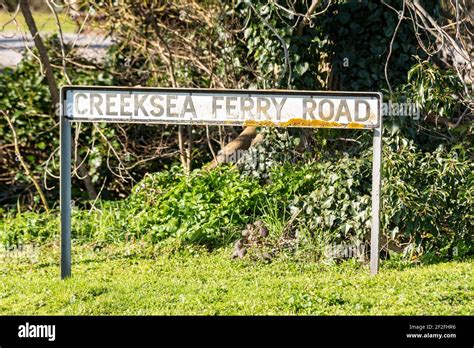 creeksea ferry road street sign  ballards gore stambridge essex uk
