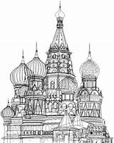 Moscow Drawing Sketch Drawings Building Russia Russian Cathedral Basilica Saint Pencil Architecture Pen Pages Sketches Choose Board sketch template