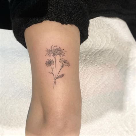 Small November Birth Flower Minimalist Chrysanthemum Tattoo Simple Rolif