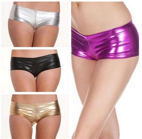 2015 Womens Fashion Sexy Underwear Faux Leather Holographic Metallic