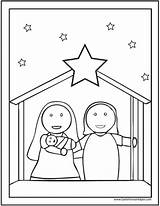 Coloring Christmas Pages Nativity Printable Kids Preschool Scene Scenes Print Jesus Mary Manger Saintanneshelper Star Colors Books sketch template