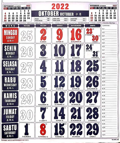 kalender oktober  lengkap  tanggal merah  keterangannya antapediacom