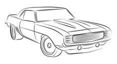 muscle car outline drawing sketch coloring page
