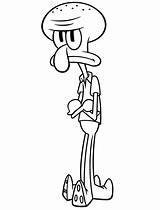 Squidward Coloring Pages Tentacles Tired Printable sketch template