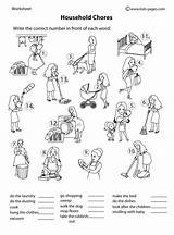 Chores Household Kindergarten Kids Worksheets Family Activities Worksheet Pages Grade Printable School sketch template
