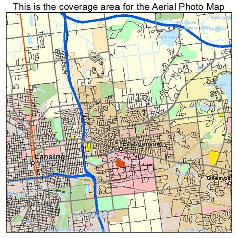 aerial photography map  east lansing mi michigan
