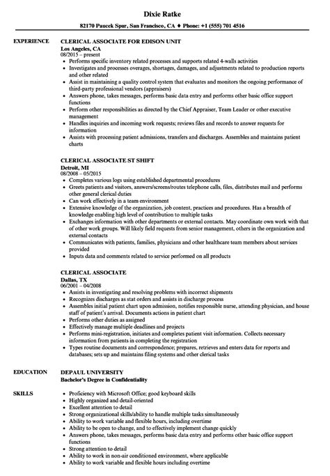clerical resume examples  cantik