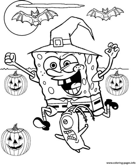 spongebob halloween coloring page printable