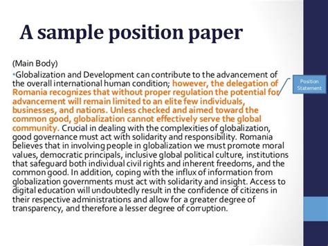 position paper format  paper outline templates  sample