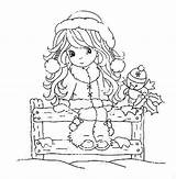 Christmas Coloring Pages Stamps Color Whimsy Digital Girl sketch template
