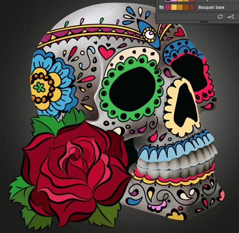 create  de los muertos decorations   skull  adobe illustrator