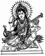 Devi Hindu Coloring Goddesses Gods Saraswathi Drawing Mythology Goddess Pages Saraswati God Bouddha Indian Kb Drawings sketch template