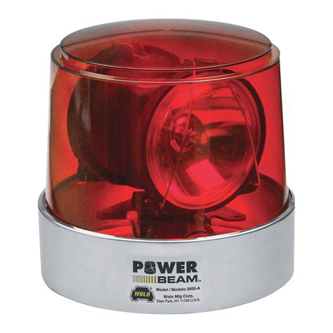 wolo power beam halogen rotating warning light red lens permanent mount model
