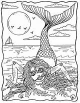 Coloring Scary Mermaid Halloween Printable Pages Pdf Adult Sirens Book Etsy Sheets Digital Downloadable Nightmares sketch template