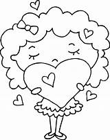 Curly Girl Coloring Clipart Hair Haired Hearts Clip Heart Cliparts Clipground Sweetclipart Library sketch template