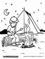 Camping Coloring Pages Camp Printable Sheet Campfire Preschool Fire Evening Kids Tent Sheets Book Colouring Boy Place Summer Roasting Fun sketch template