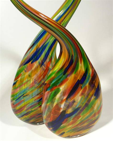 Stunning Pair Of Hand Blown Glass Art Sculptures 32 Etsy