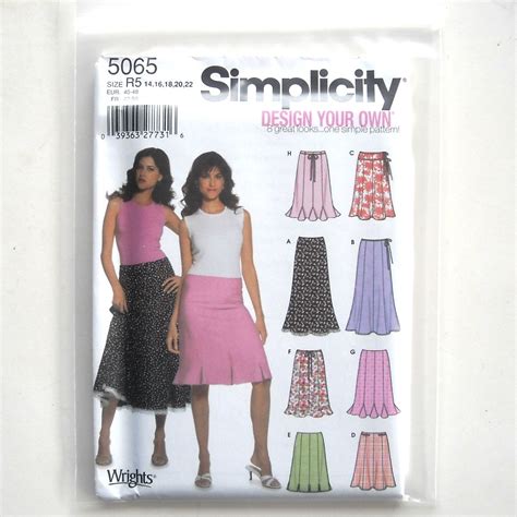 misses design your own skirt 14 16 18 20 22 simplicity sewing pattern 5065