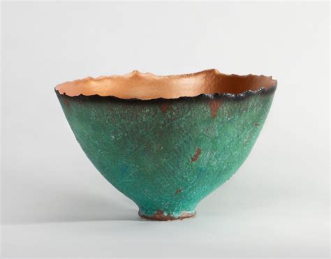 copper patina prosperity bowl  cheryl williams ceramic bowl