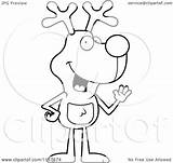 Rudolph Cartoon Standing Legs Clipart Waving Hind His Thoman Cory Outlined Coloring Vector 2021 sketch template