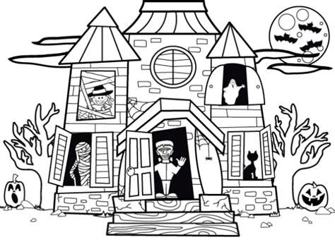 haunted house coloring page  printable coloring pages  kids