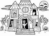 Haunted House Halloween Coloring Printable Pages Kids Description sketch template