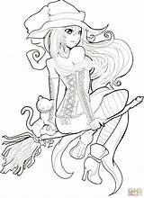 Halloween Coloring Pages Anime Happy Girls Witch Adult Printable Manga Color Sheets Colouring Book Sexy Cute Getdrawings Google Deviantart Drawing sketch template