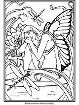 Coloring Pages Fairies Fairy Dover Butterfly Publications Stained Glass Pixie Book Corner Mimi Fantasy County Fair Colouring Books Adult Enchanting sketch template