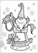 Coloring Christmas Pages Horse Gnome Tomte Rocking Color Sheets Book Drawing Coloriage Noel Books Kids Printable Colors Print Xmas Visit sketch template