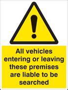 vehicles enteringleaving searched sign