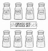 Spices Seasoning Cans Sketch Vector Set Collection Drawing sketch template