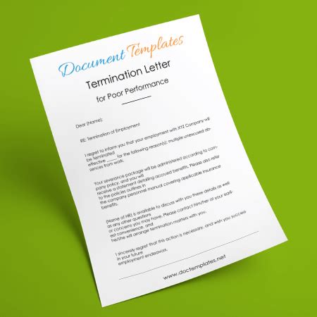 sample employee termination letter  poor performance