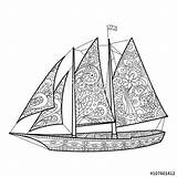 Sailboat Zeilboot Zentangle Boek Kleurend Kleurplaat Velero Vectorillustratie 123rf sketch template