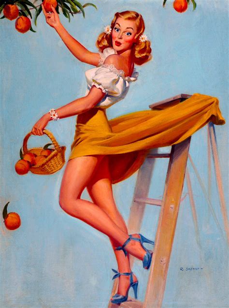 1940s Pin Up Girl What A Peach Picture Poster Print Vintage Etsy