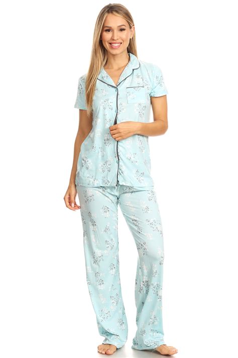 fashion brands group womens sleepwear pajamas set woman short sleeve button  set walmart