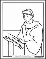 Coloring Monk Priest Catholic Pages Saint Reading Benedict Saints Printable Religious St Male Color Benedictine Holy Monks Dominican Print Getcolorings sketch template