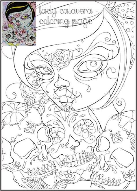 day   dead art coloring page adult coloring page
