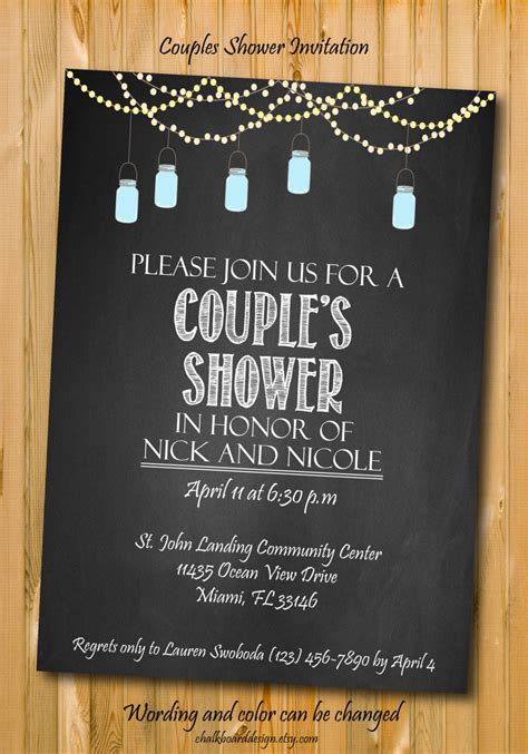 printable couples shower invitation custom party invitation