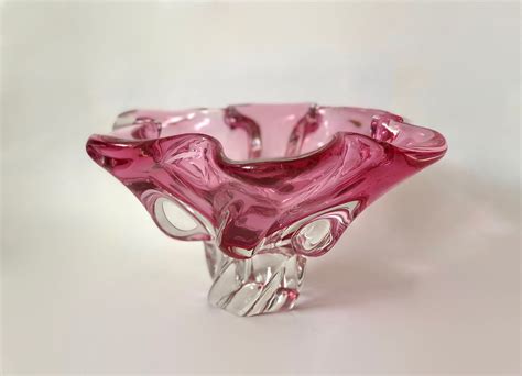 Large Murano Glass Bowl 11 Centerpiece Cranberry Vase Etsy