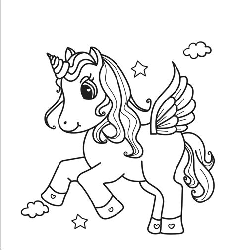 page unicorn digital coloring book etsy