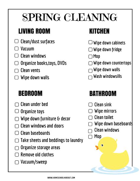 spring cleaning checklist  kids  printable homeschool hideout