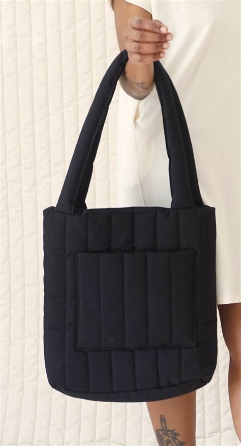 quilted tote black textilehaus