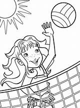 Volleyball Voleibol Hobbie Jugando Pallavolo Fille Soleil Joue Trickfilmfiguren Ausmalen Colorier Malvorlage Cartoni sketch template
