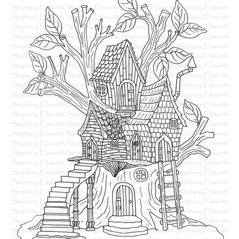printable fairy house coloring pages