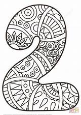 Coloring Number Pages Zentangle Two Printable sketch template