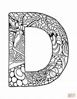 Coloring Letter Zentangle Alphabet Pages Printable Abc Kids Mandala Adult Letters Coloriage Print Mandalas Supercoloring Template Pattern Stress Animal Adults sketch template