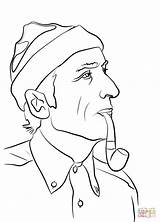 Cousteau Jacques Coloring Pages Drawing Printable sketch template