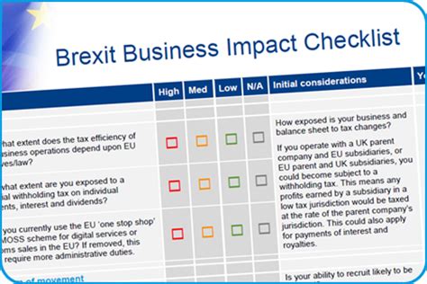 brexit checklist  points  identify  business risk rouse partners award winning